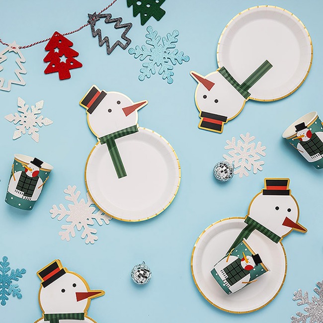 크리스마스 테이블패키지 눈사람 파티접시 컵
