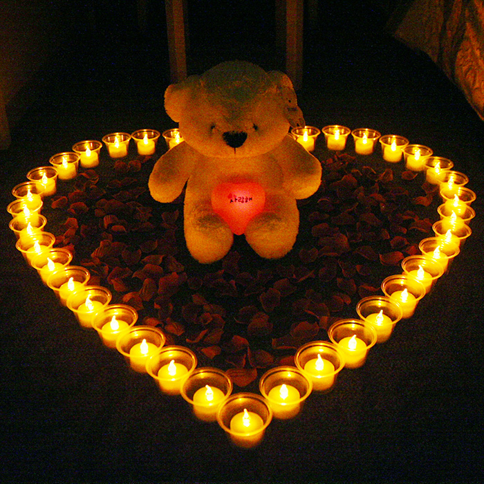 LED촛불 조명하트곰인형 여자친구 생일 기념일 이벤트